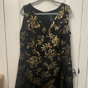 Enfocus Studio Black and Gold Sleeveless Fit-and-Flare Midi Dress